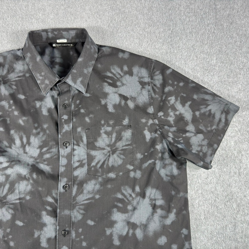 Travis Mathew Shirt Button Up Warmer Tides Mens Large Black Tie Dye
